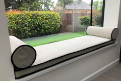 Custom window bench seating and bolster cushions Custom window bench seating and bolster cushions
