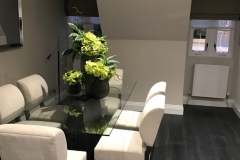 Roman blinds with waterfall headings and contrast trim