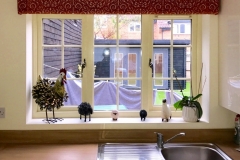 Upholstered window pelmet board in Samira fabric