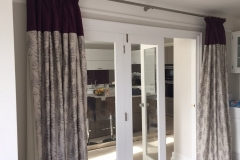 Pencil pleat embroidered curtains with contrast head trim