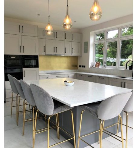 Bespoke Kitchen Design with large Quartz Island, installed in Hertford