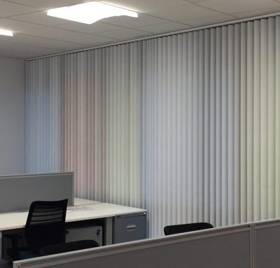 Flame Retardant Vertical Blinds in an open plan office