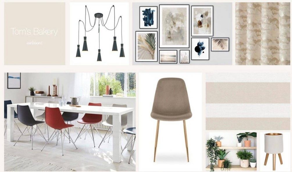 Dining Room digital design board. Find out more about Unidrape interior design services online or in our showroom